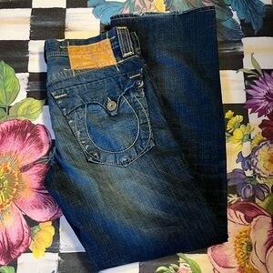 True Religion Men's Jeans with Wide Stitching